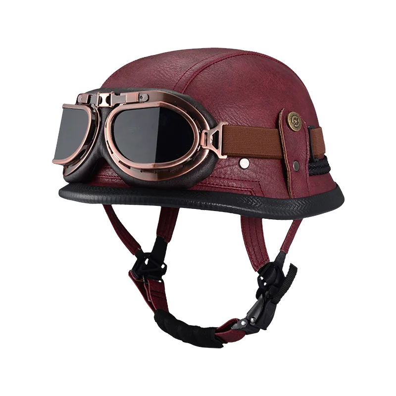 Demi-casque de moto en cuir PU pour hommes et femmes, Chopper, Hurbike, Classic Casco Moto, Vintage Kask, Retro, 1/2