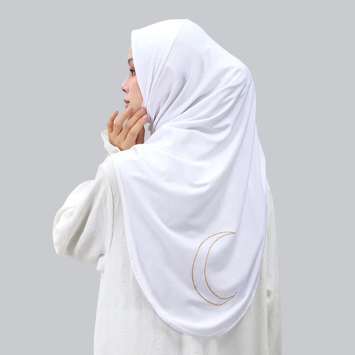Ramadan Golden Embroidery Muslim Modal Hijabs for Women Solid Headscarf Khimar Hijabs Bandana Sports Hijab Arabic Islam Tudung