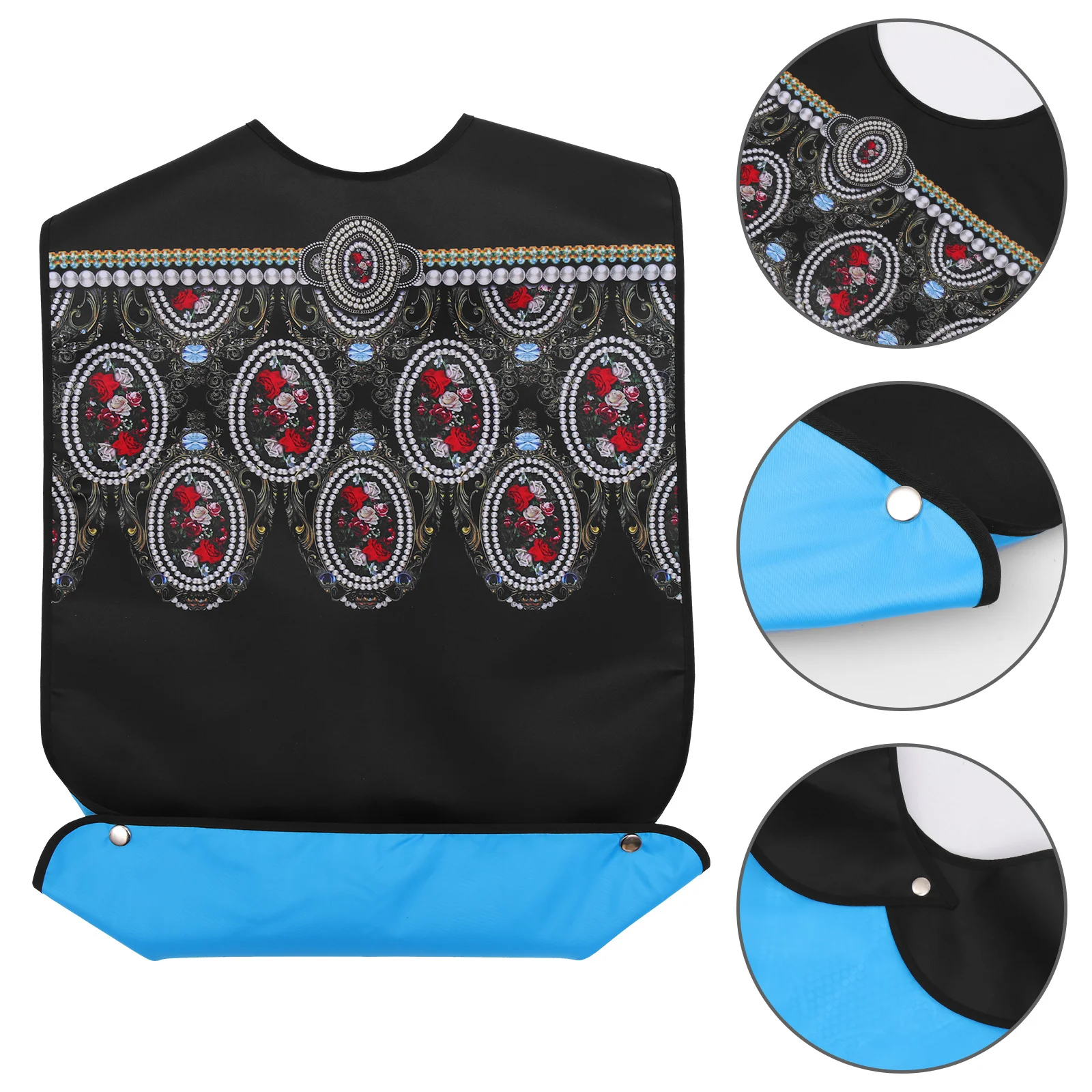 

Adult Bib Vintage Court Style Washable Reusable Folding Bib for Elderly Men Women Dinner Feeding Waterproof Clothing Protector