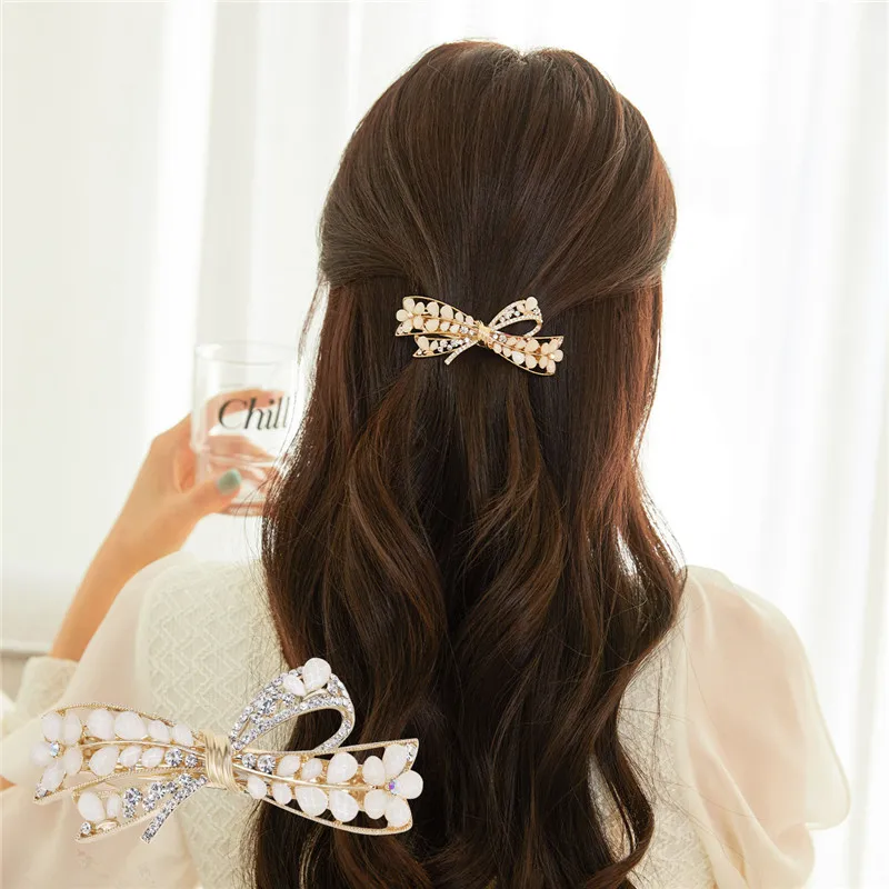 CHIMERA Trendy Hair Accessories Elegant Rhinestone Bow Hair Barrettes for Women Ponytail Headdress Jewelry Clips Hairgrip