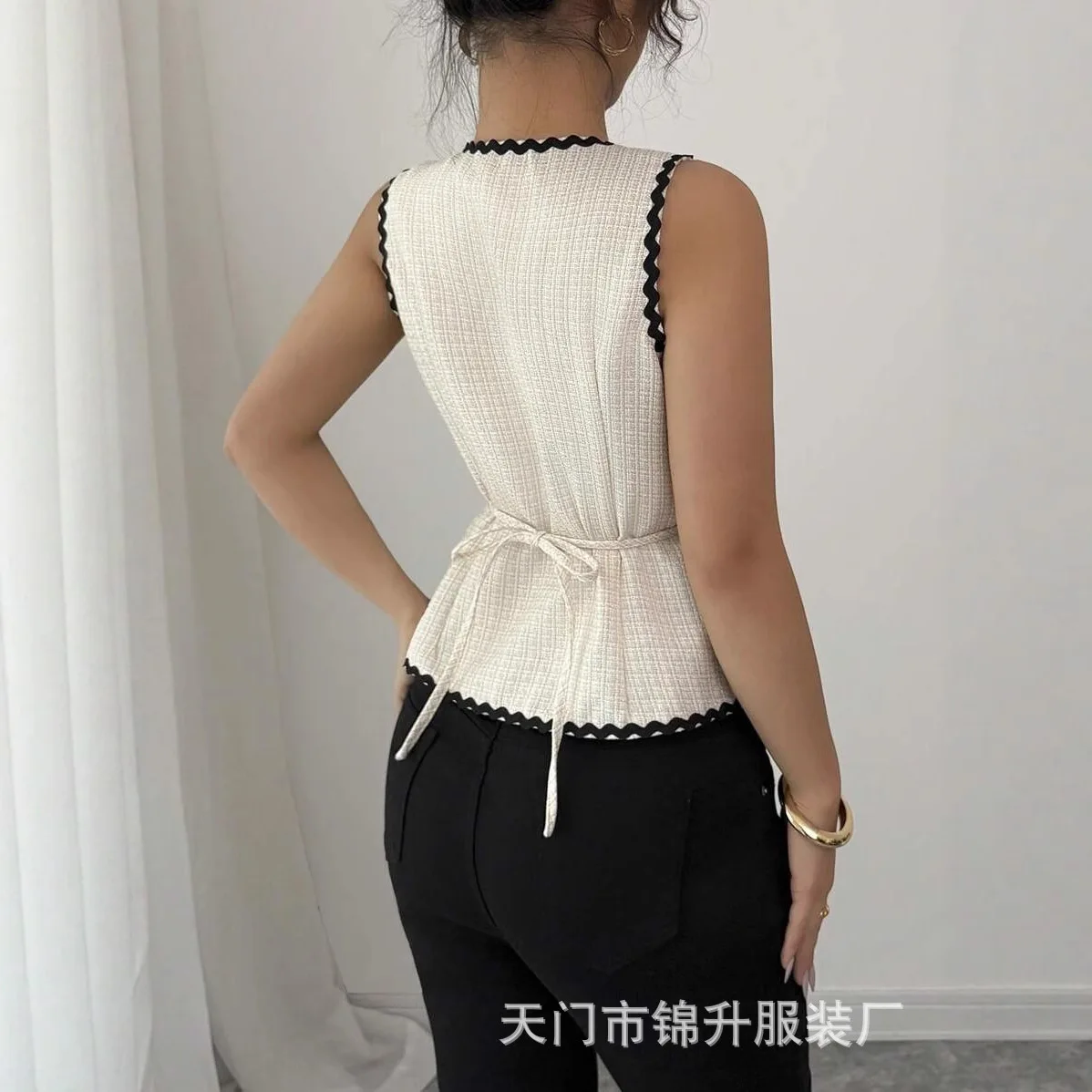 New Women's Fashion Color-blocked Round-neck Embroidered Vest Top Evening Dresses Clothing Elegant Vestidos Y2k、