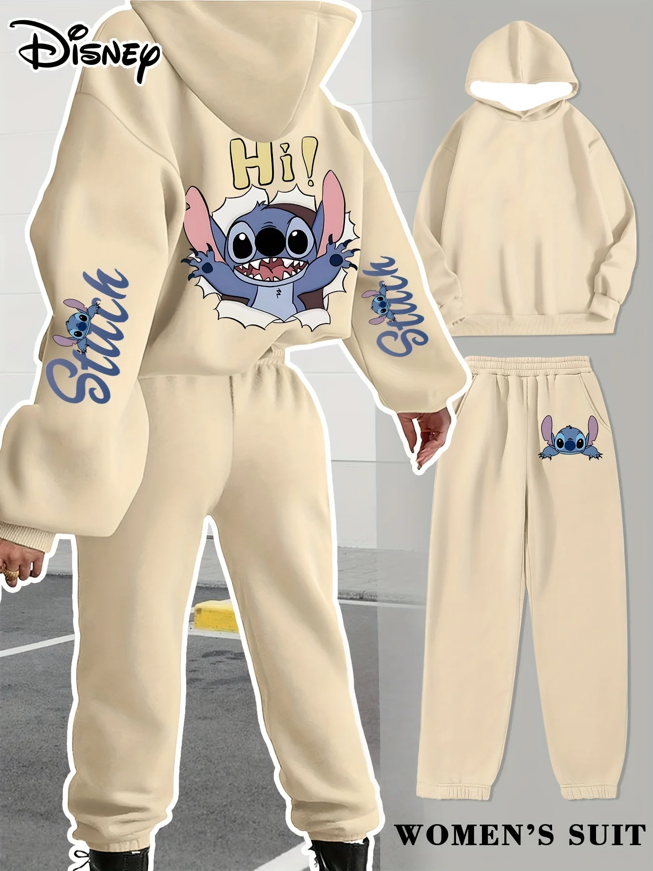 

New Disney Stitch Collection Sweet and Cool Autumn/Winter Hoodie Set Plus Size Adult Women Men Street Sports Fashion