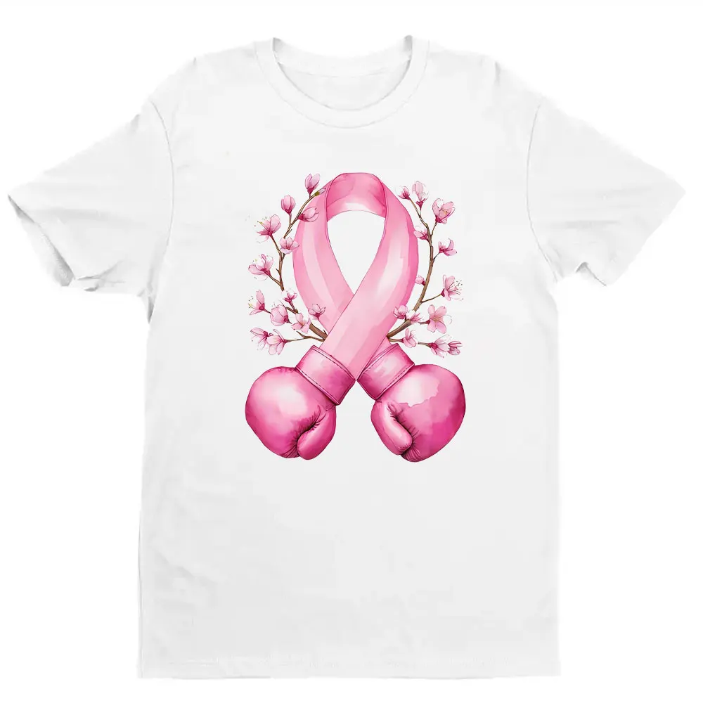 Women Men Pink Print T Shirts Breast Cancer with Boxing Gloves Sublimation Design Cancer Awareness Y2k Top Graphic T Shirts Tee