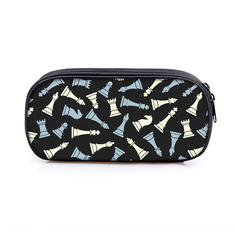 Chess Player Game Print Cosmetic Case Chess Pencil Bag Checkmate Pencil Box Stationary Bag Travel Organizer School Case Supplies