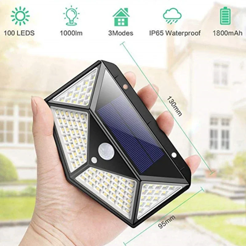 Outdoor Solar Lâmpadas parede, corpo humano Indução Luzes, impermeável, Super Bright, LED Solar Lamp, agregado familiar, pátio, 3 lados, IP65