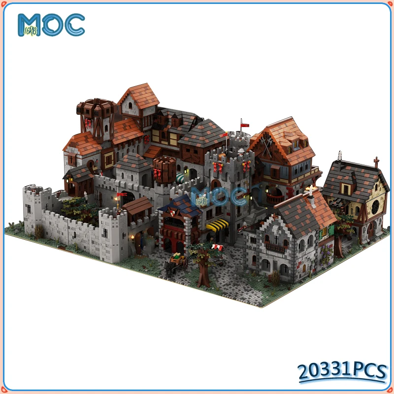 MOC-bloques de construcción de Castillo Real Medieval, juego de ladrillos de Castillo grande Medieval clásico, juguetes para la construcción, regalos de navidad