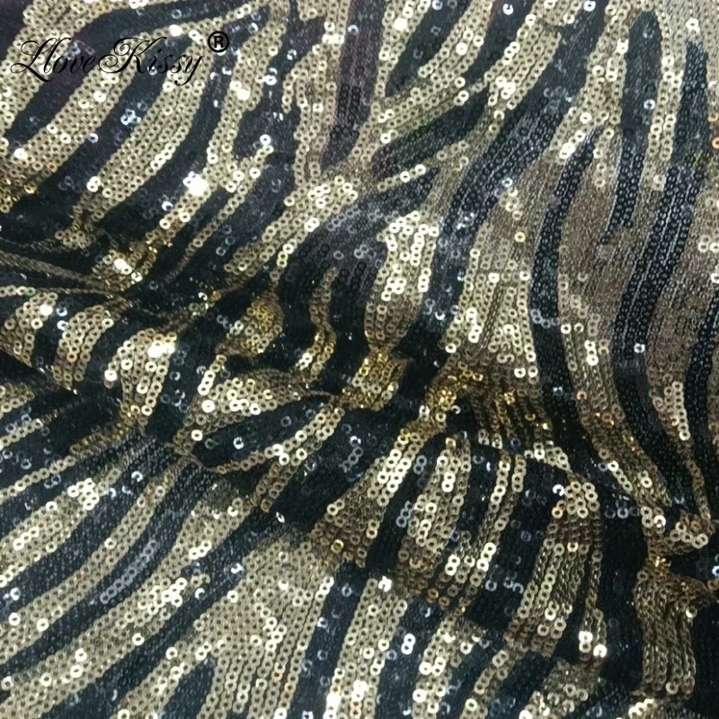 3mm malha bordado padrão zebra tecido de lantejoulas 5 jardas/lote diy tecido glitter costura à mão vestidos de festa de casamento largura: 125cm