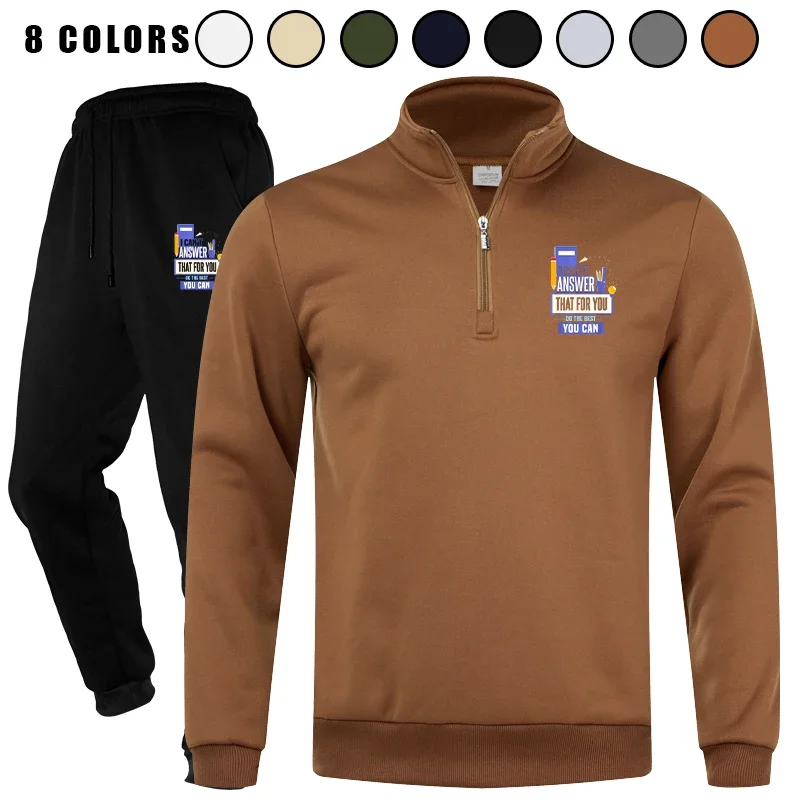 

Men's 2 Piece Quarter Zip Jogging Polo Athletic Tracksuit Running Casual Sport Sweatsuit Sets