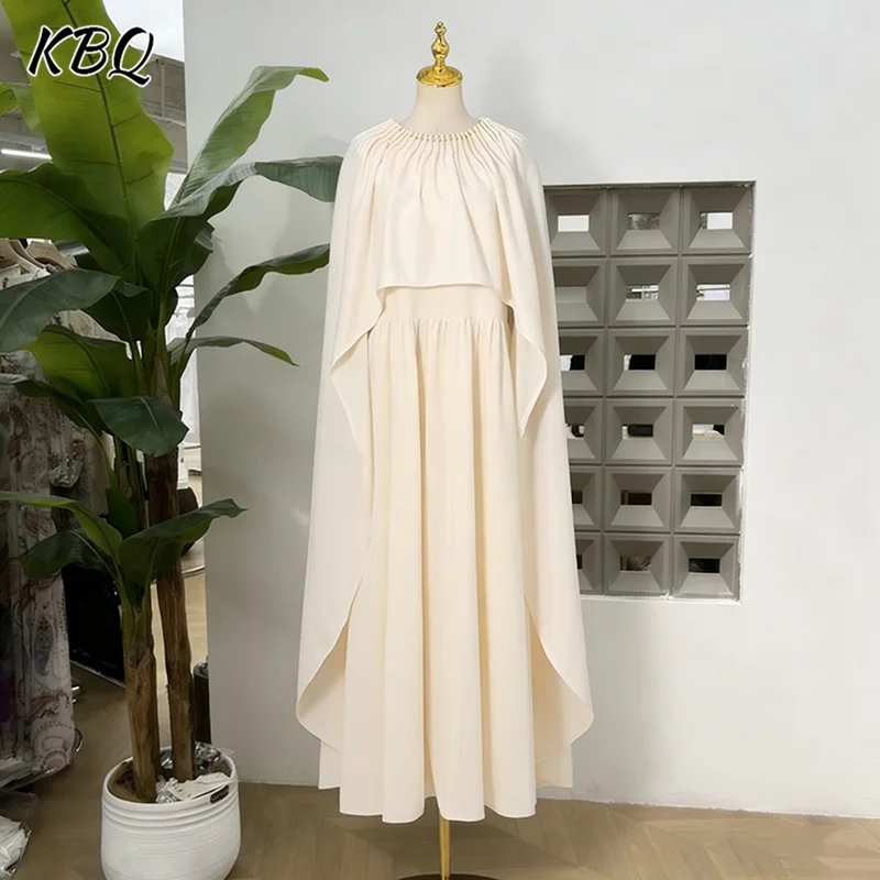 

Элегантное женское платье KBQ с плиссировкой и вставками, круглым вырезом, без рукавов, с бисерной накидкой-шалью, длинное, новинка