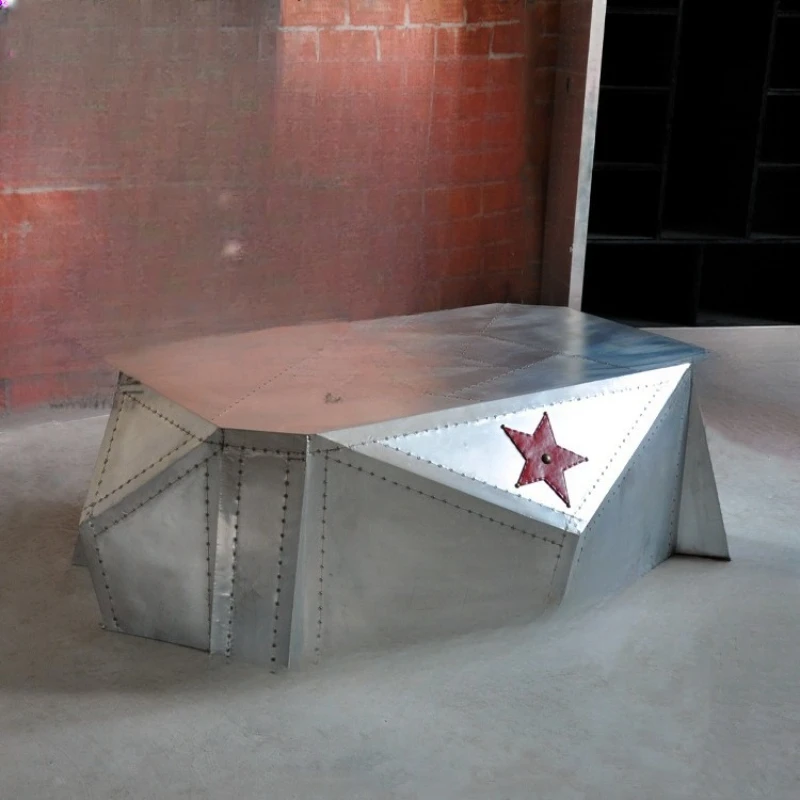

Aluminum rivet coffee table hotel bar KTV cafe coffee table LOFT industrial style metal personalized tea table