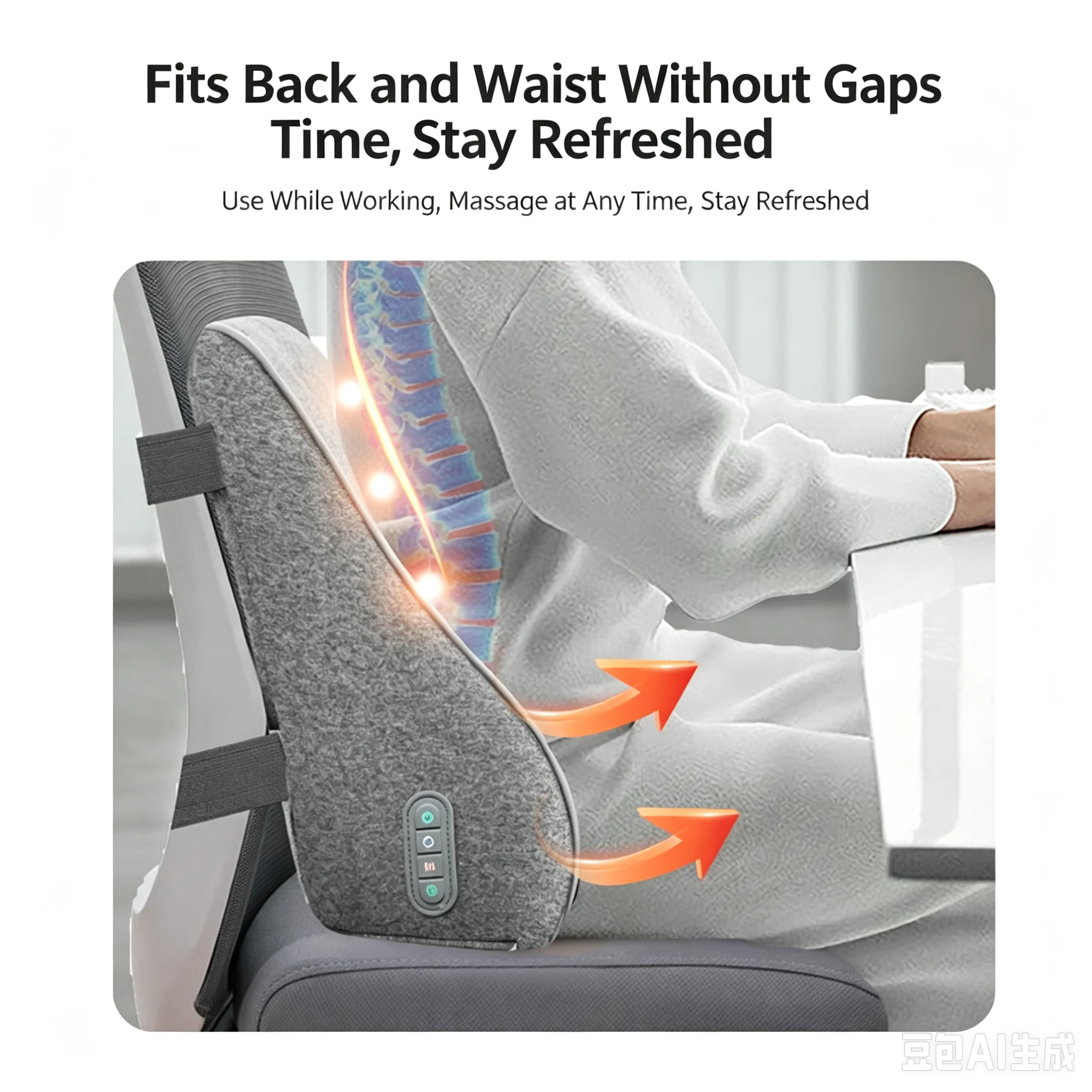 Heated Kneading Massage Cushion for Back Waist, Office Chair Memory Foam Lumbar Pillow, Lower Back Massager for Long Sitting