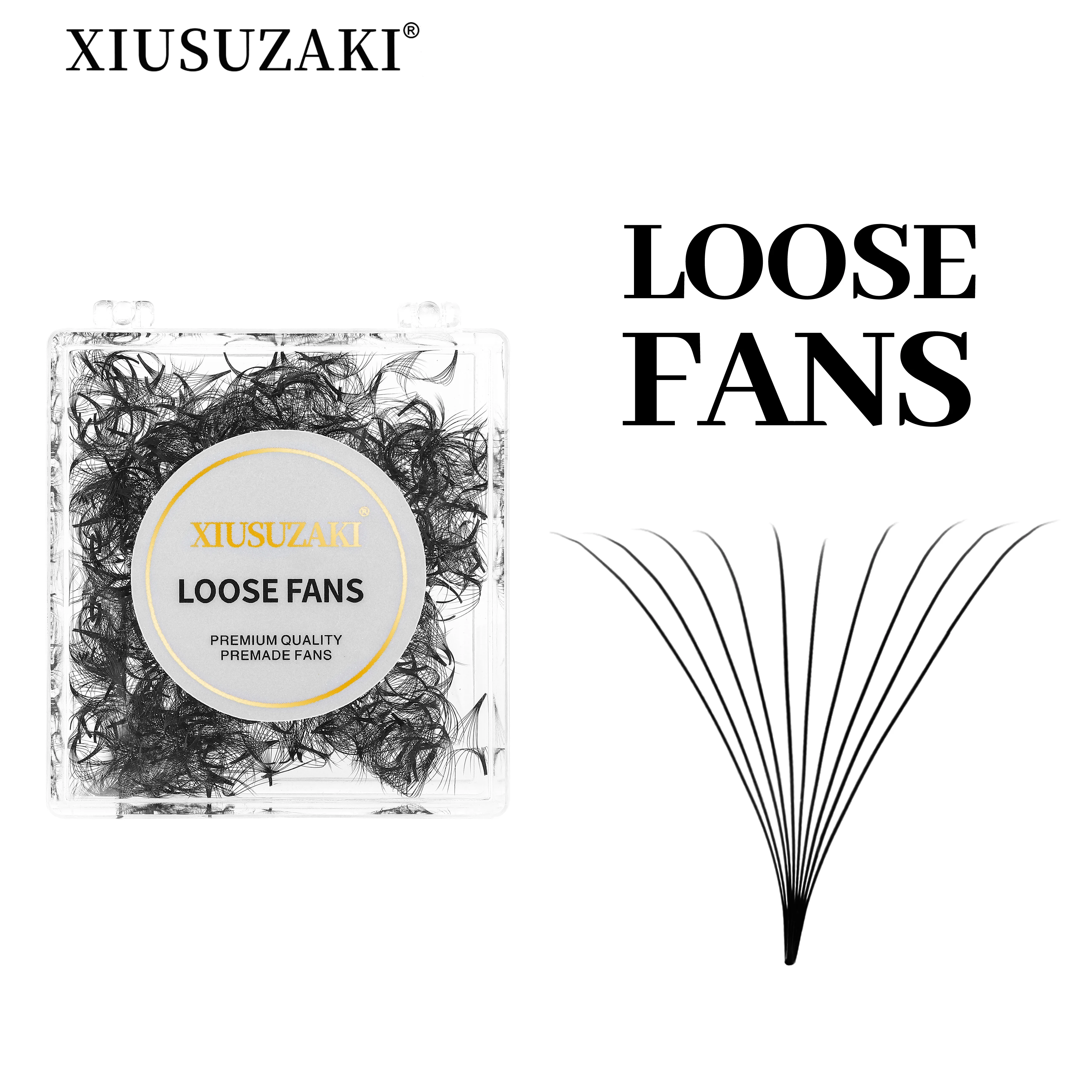 Xiusuzaki Puntige Basis Losse Fans Professionele Middelhoge Stam Scherpe Dunne Voorgemaakte Volume Fans Puntige Basis Wimperextensions