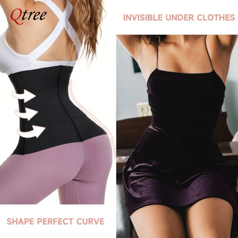 Qtree Upgraded Waist Trainer Snatch Up Tummy Control Shapewear Girdle Abdomen Slim Cincher Compression Belt Workout Body Shaper