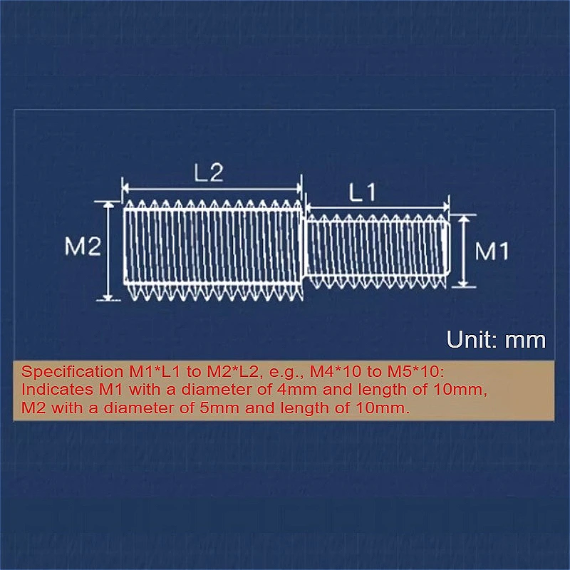 M3 M4 M5 M6 M8 M10 M12 M14 M16 304 Stainless Steel Double Head Transfer Screws Thread Adapter Male to Male Bolts