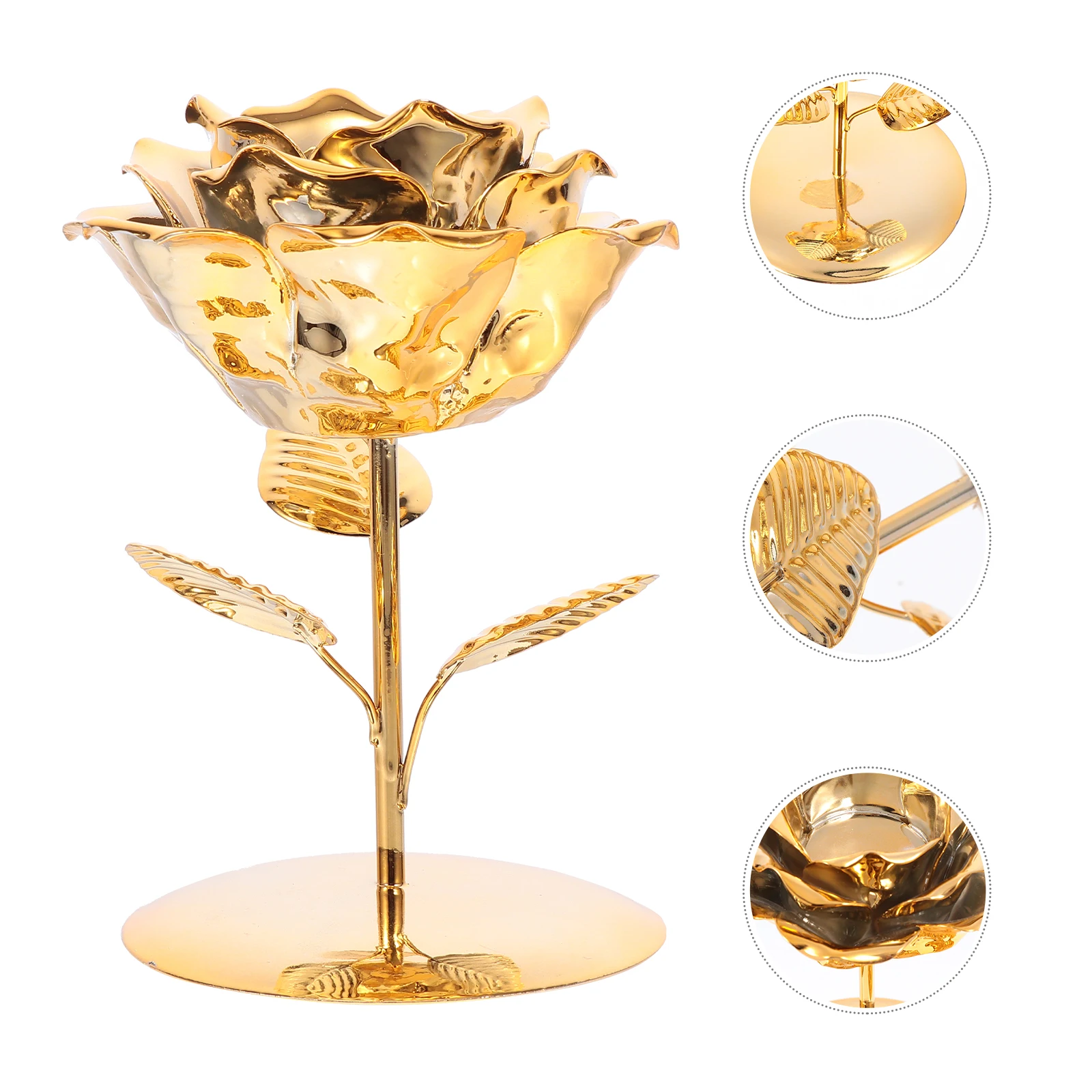 

1pc Elegant Flower Candlestick Premium Metal Desktop Vintage Decorative Candleholder Nordic Style Dining Room Home for Family