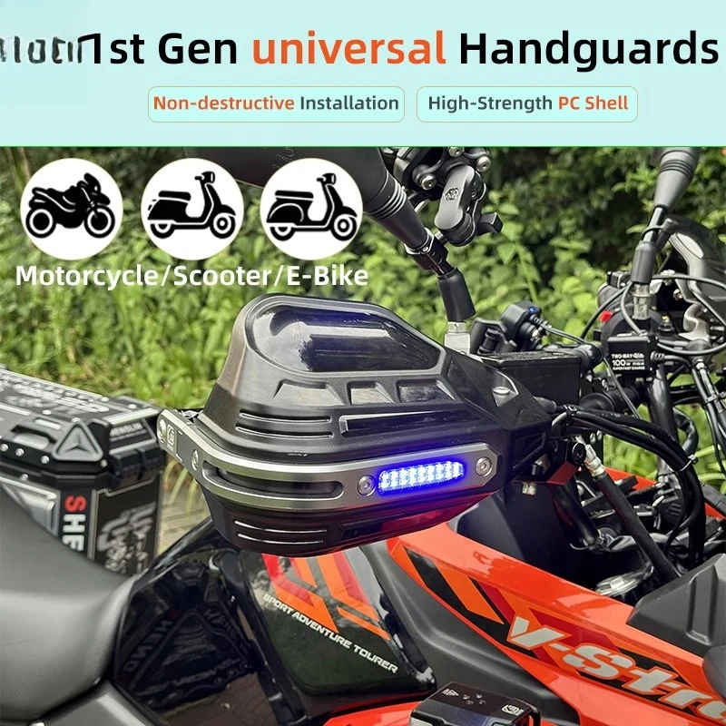 1st Gen Universal Motorcycle Handguards CNC 6061 Aluminum PC Shell Rainproof Standard Size Hand Guards for Scooter E-Bike