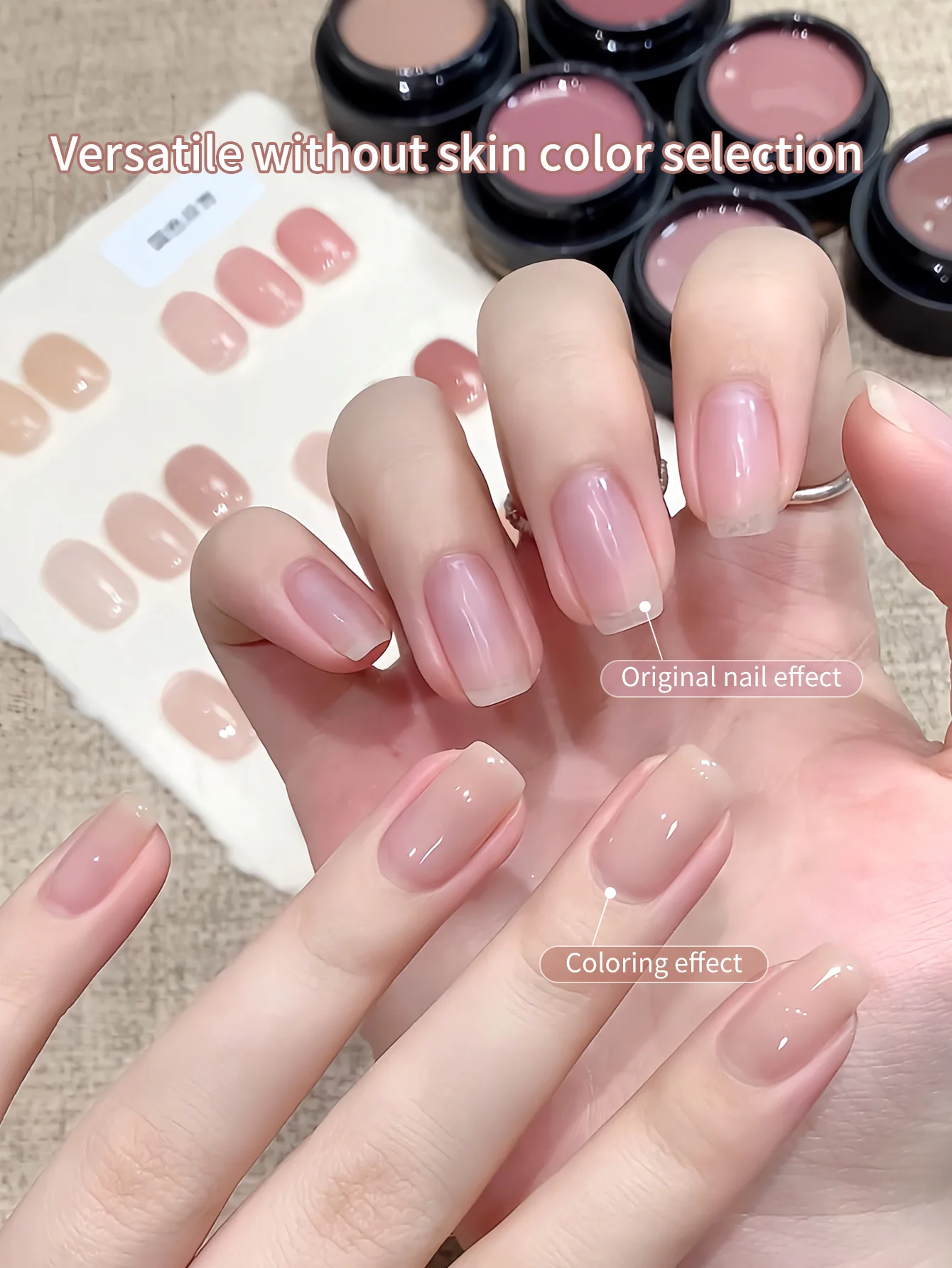 Gel de Base en caoutchouc rose pâle, couleur chair, semi-permant, à tremper, UV LED, auto-nivelant, grande couverture, 5ml, 1 pièce/6 pièces