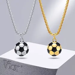 Vnox 3D Football Necklaces for Men, Solid Stainless Steel Casual Scoocer Pendants, Sports Lover Men's Gifts