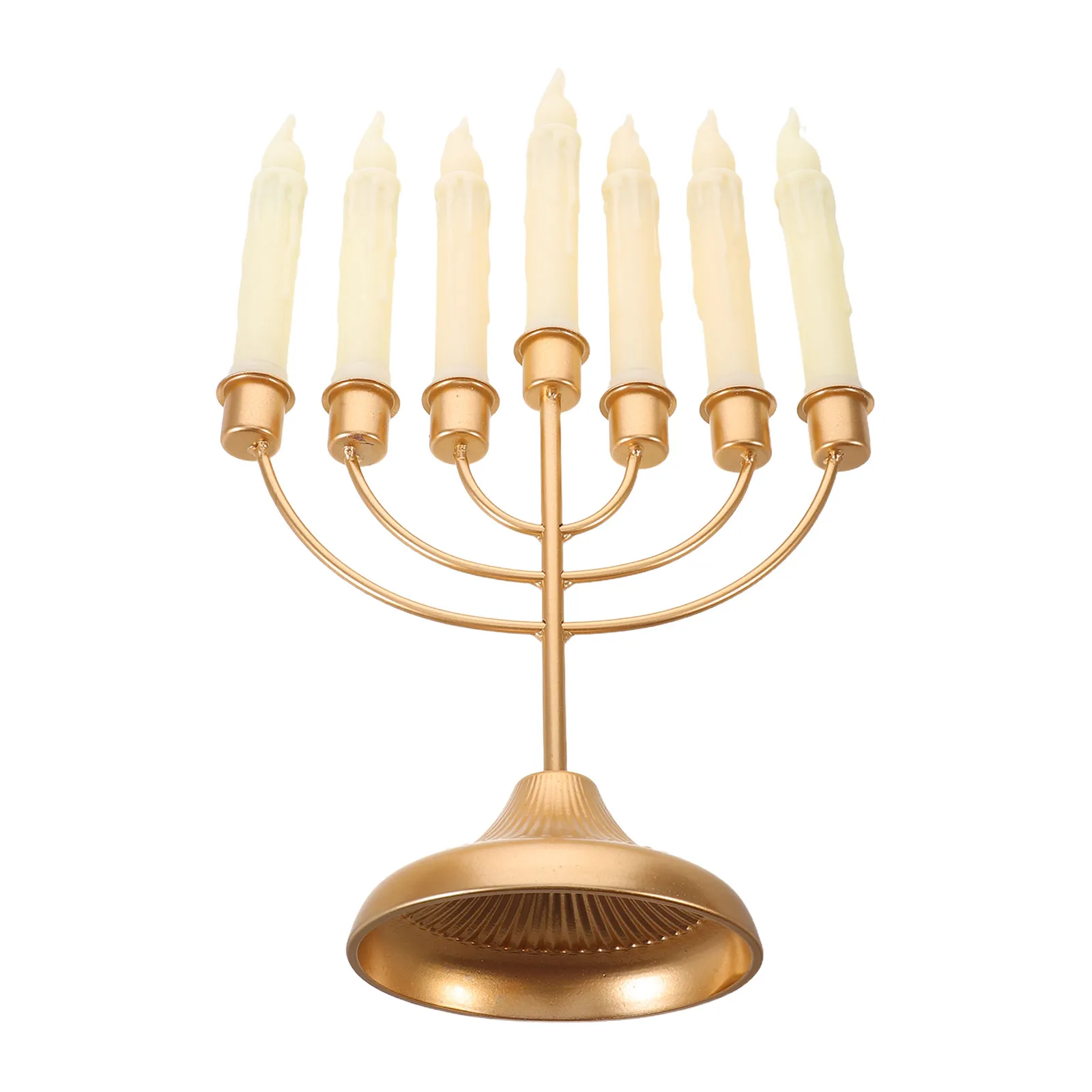 LED Hanukkah Menorah 16 Inch 7-Branch Flameless Electric Jewish Table Decor for Shabbat and Holiday