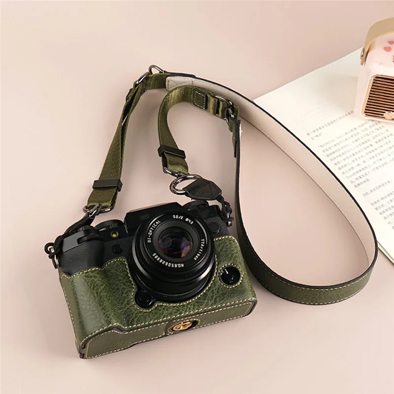 ABGN カメラ保護ケース カメラレザーケース 富士フイルム Xm5 保護ケース ベース+ショルダーストラップ ブラウン