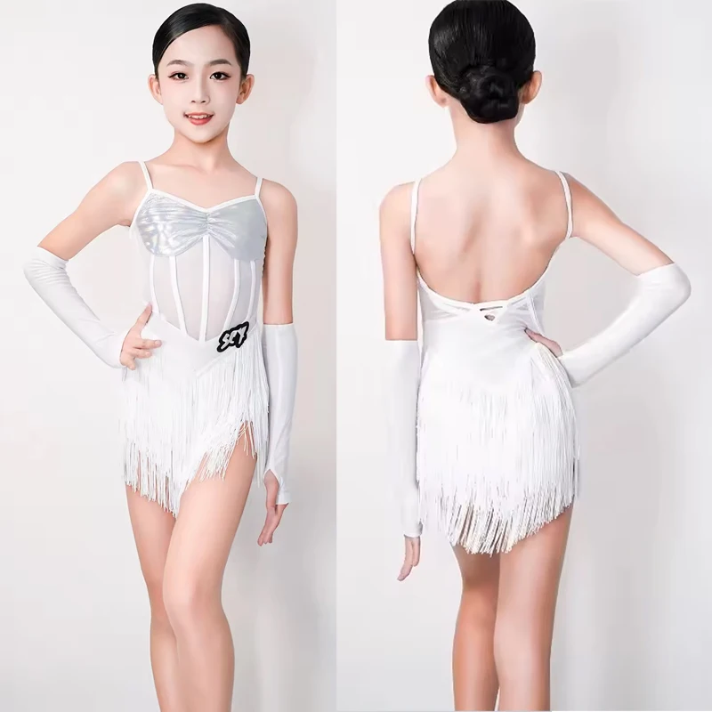 

Tassel Samba Dance Costume Girls Fringe Dress Tango Rumba Salsa Latin Dance Dress Girls Competition Ballroom Dance Dresses Child