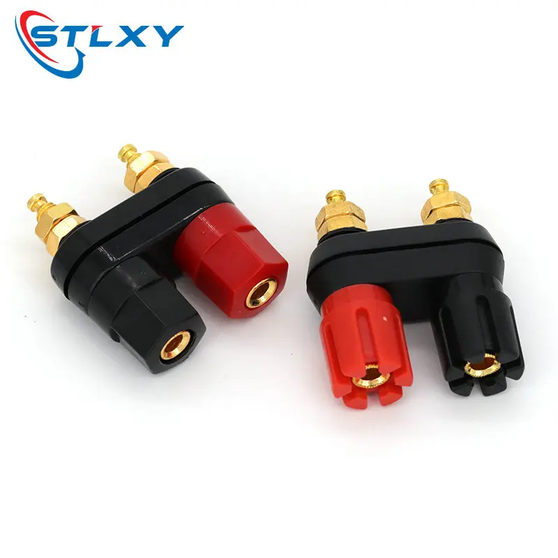 1PCS Banana plugs Couple Terminals Red Black Connector Amplifier Terminal Binding Post Banana Speaker Plug Jack
