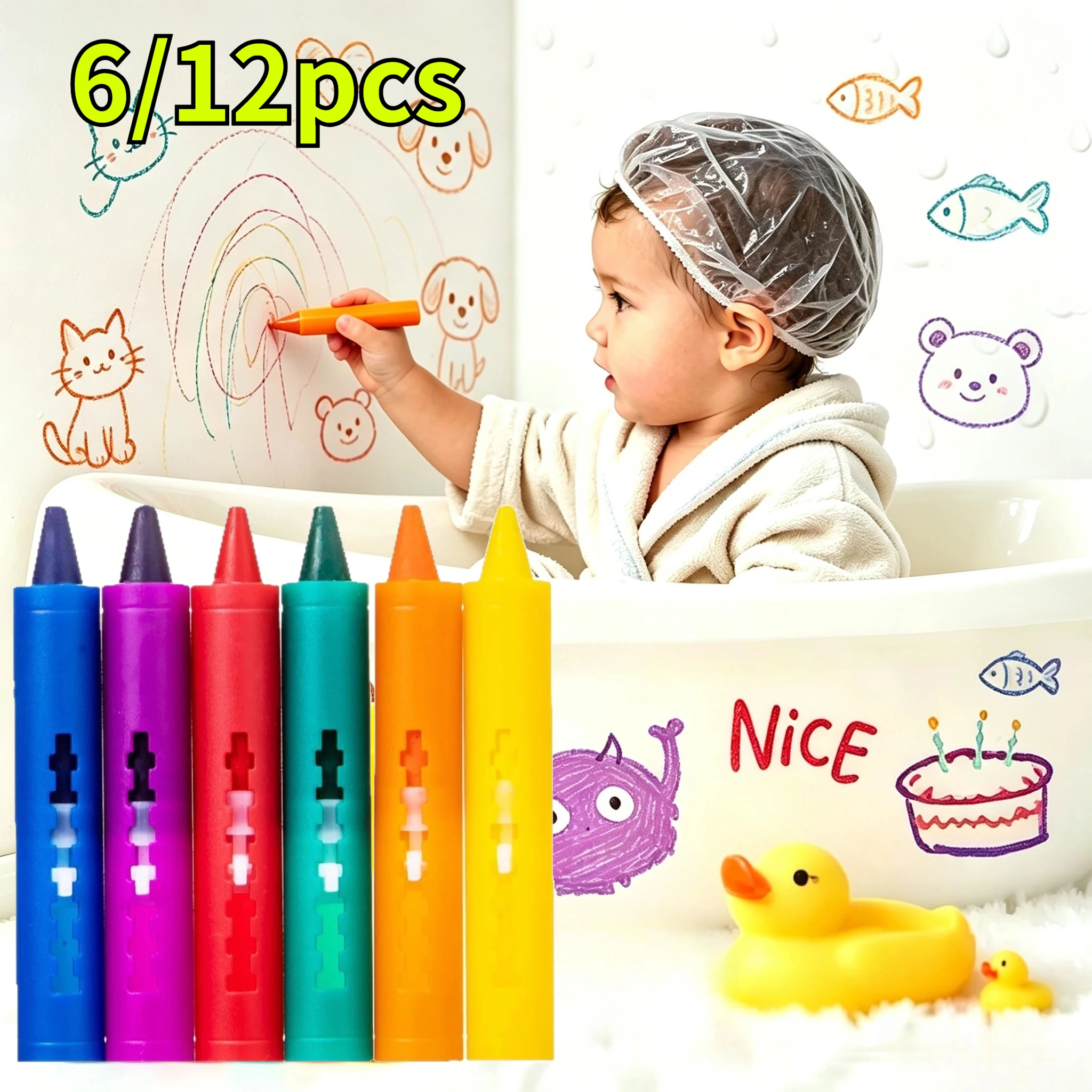 1/2 Set Washable Bath Crayons Set , Easy-Clean Bathtub Markers for Toddlers, Fun Shower Art Supplies, Creative Kids Gift Pastel