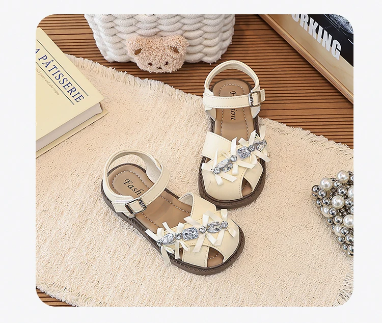 Mädchen-Sandalen Glänzender Kristall Prinzessinnen-Stil Kinder-Strandschuhe Weiche Sohle 2026 Sommer Neue Kinder-Freizeitstrandschuhe Rutschfest – Detail 7