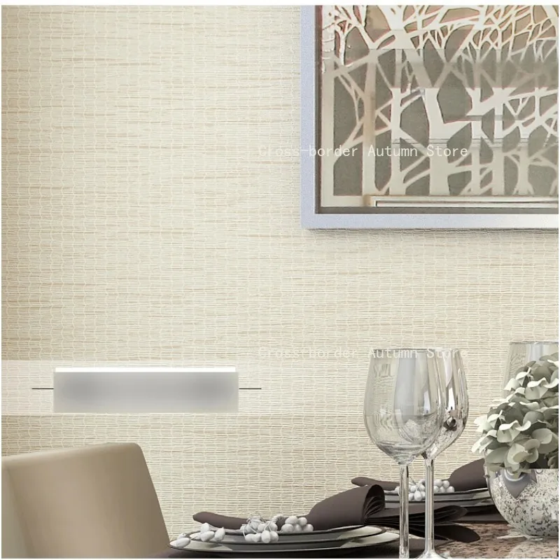 Modern Simple Solid Color Straw Linen Wallpaper  Paper Roll Living Room Bedroom TV Background Wall Home Decor 0.53*9.5m
