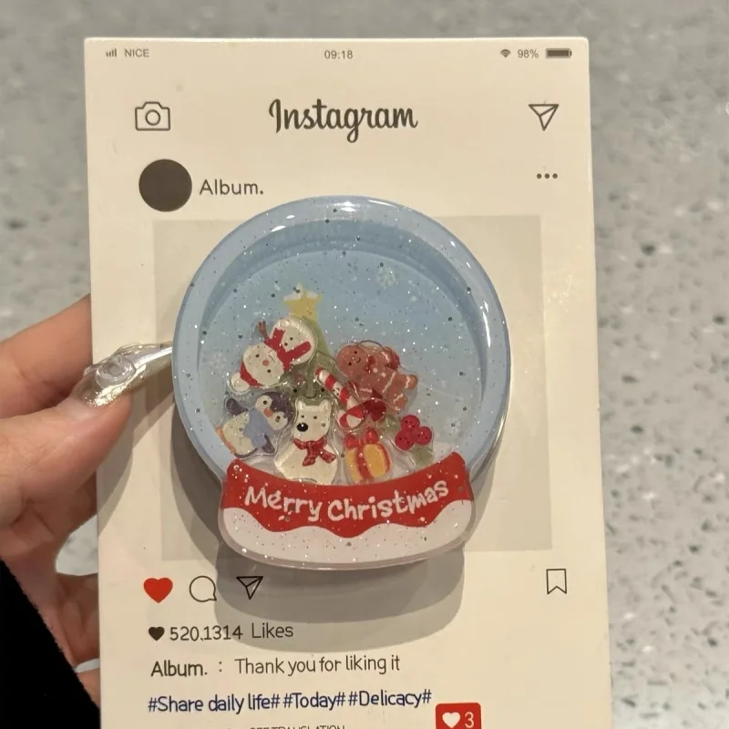 

Cartoon Glit Christmas Shake Magnetic Phone Holder Stand Grip Tok GripTok Support For iPhone 15 16 For Magsafe Accessories