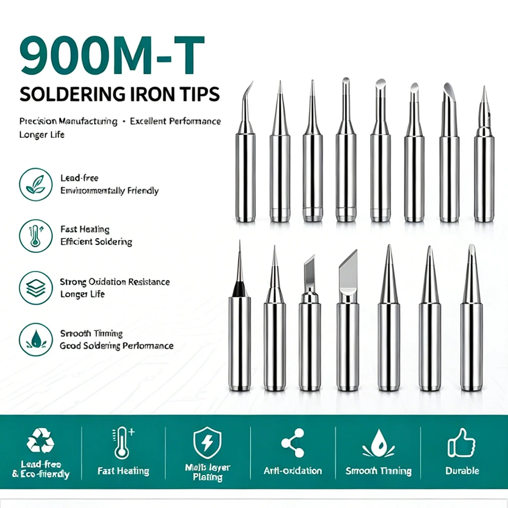 10Pcs/Lot 900M-T Series Soldering Iron Tip Set Lead Free Welding Head for Hakko 936 937 Soldering Station BGA Rework Tools