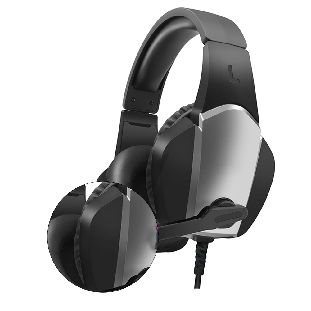 

1pc Professional Gaming Headset Noise Canceling Led Light Bass Surround Sound Computer Pc Headphones With Mic Glowing Big Stereo