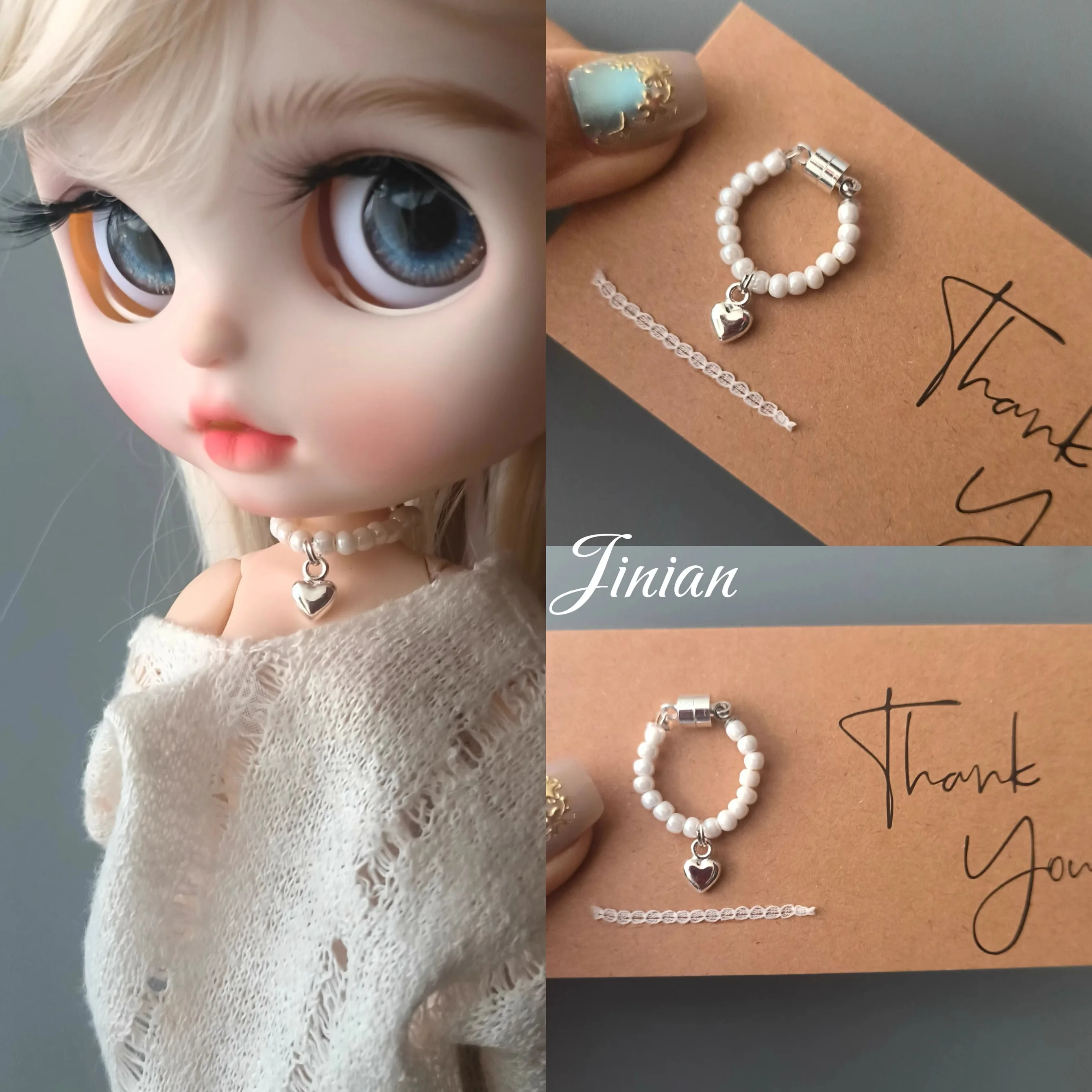 

Ювелирные украшения для кукол ICY Blyth: роскошное ожерелье с фарфоровыми бусинами в форме сердца для кукол Blyth с 19 точками артикуляции, украшения для кукол OB24.