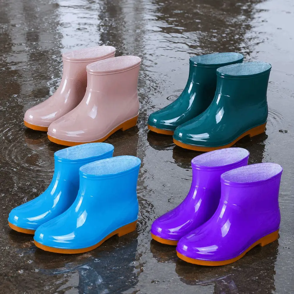 Non-slip Women's Short Rain Boots Waterproof Low-top Garden Rain Shoes Lightweight Durable Water Shoes For Outdoors,Kitchen,Work