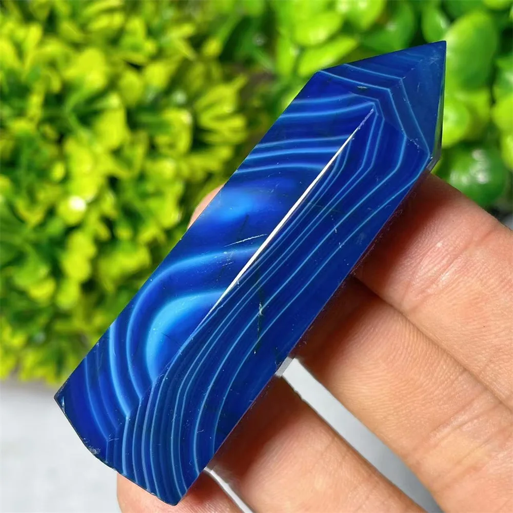 

Blue Lace Agate Tower Point Wand Crystal Specimen Stone Quartz Natural Obelisk Mineral Symbiont Home Decoration Ornaments