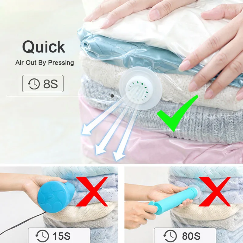 الملابس أكياس تخزين بالتفريغ ل المعزون وسادة بطانية معطف لا مضخة حاجة السفر الفضاء التوقف مضغوط مزدوجة البريدي كيس للغلق بسحاب