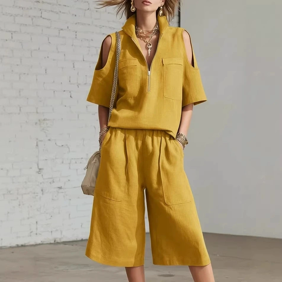 2026 Summer Cross border New Foreign Trade Women\'s Clothing Short Sleeve Shorts Shirt Loose Pants Two Piece Sets Casual clothes