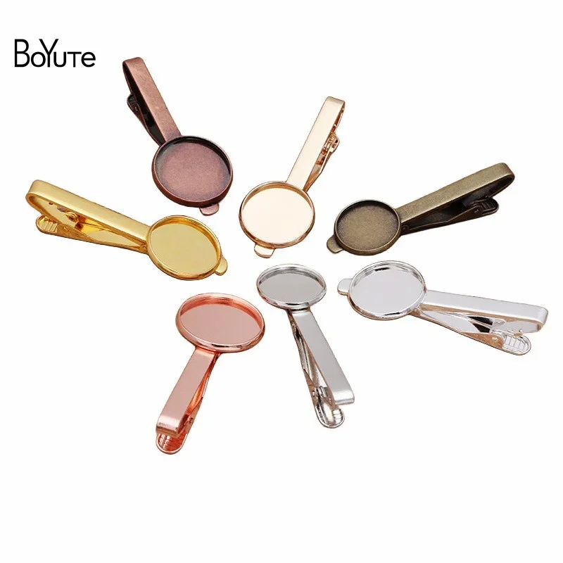 BoYuTe (10 Pieces/Lot) Fit Round 16-18-20MM Cabochon Blank Tie Clip Base Tray Diy Handmade Jewelry Materials Wholesale