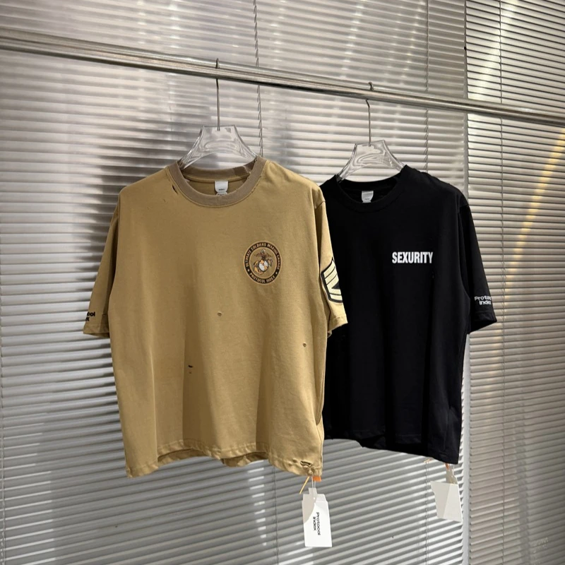 2026ss Protocol Embroidery Print Short Sleeve Tshirts High Street Loose Breathable Casual Cotton Round Neck Men's T-shirt
