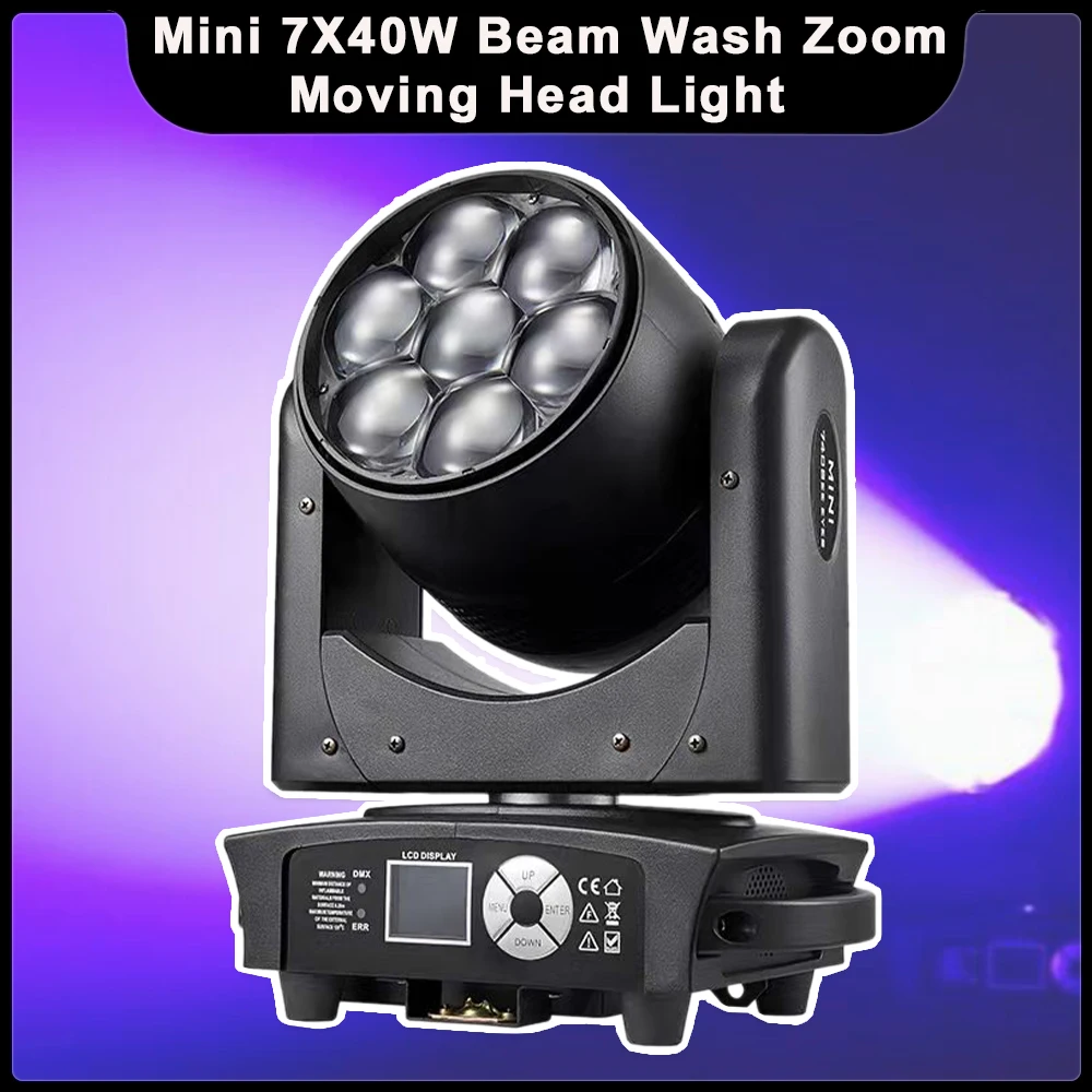 شعاع ضوء أمامي متحرك صغير RGBW ، غسل ، أضواء مسرح تكبير ، ct DMX512 لـ Dj ، ديسكو ، نادي الزفاف ، بار ، مصباح تأثيرات المسرح ، 7x40W ، جديد