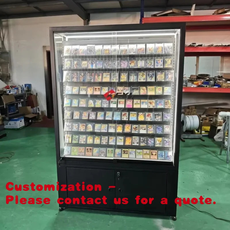 custom.Hot Sale  Double-Sided Trading Card Display Rack Adjustable Shelves LED Lighting Modern Design Customized With Cabinet