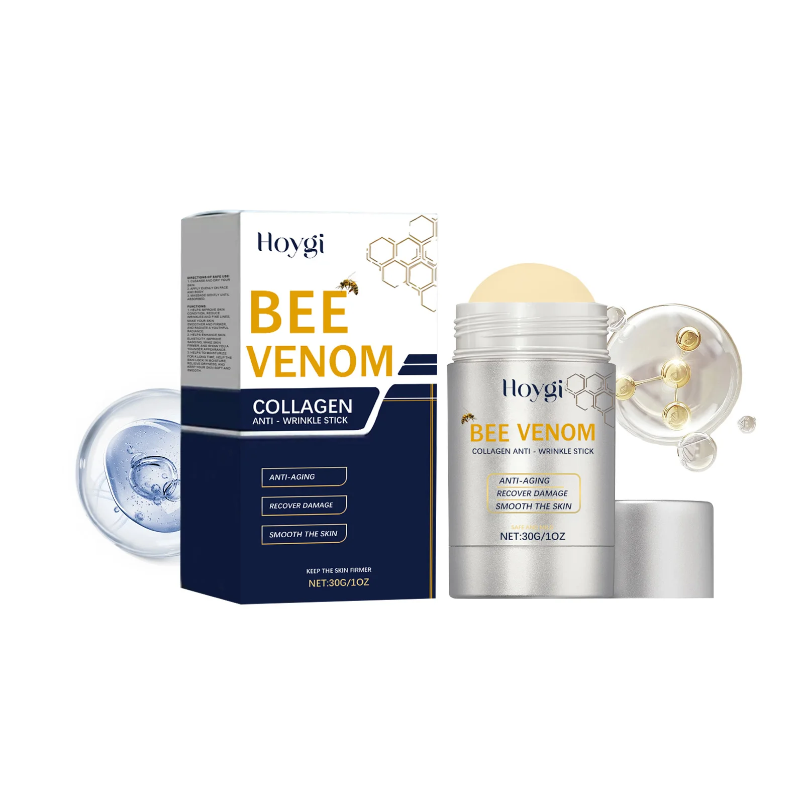 

Bee Venom Collagen Anti-Wrinkle Stick - Instant Lifting & Firming Treatment - Portable Wrinkle Smoothing
