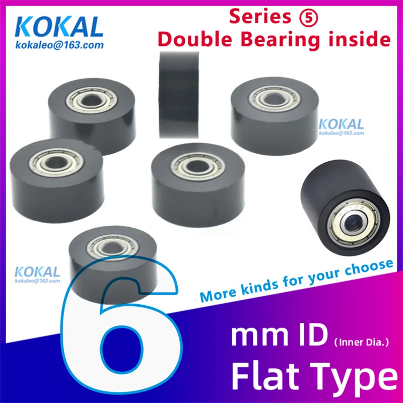 [Fd6]double ball bearing coated flat type 696zz 626 606 6mm POM bearing wheel trail plastic Display cabinet pulley 20/30/40/50mm