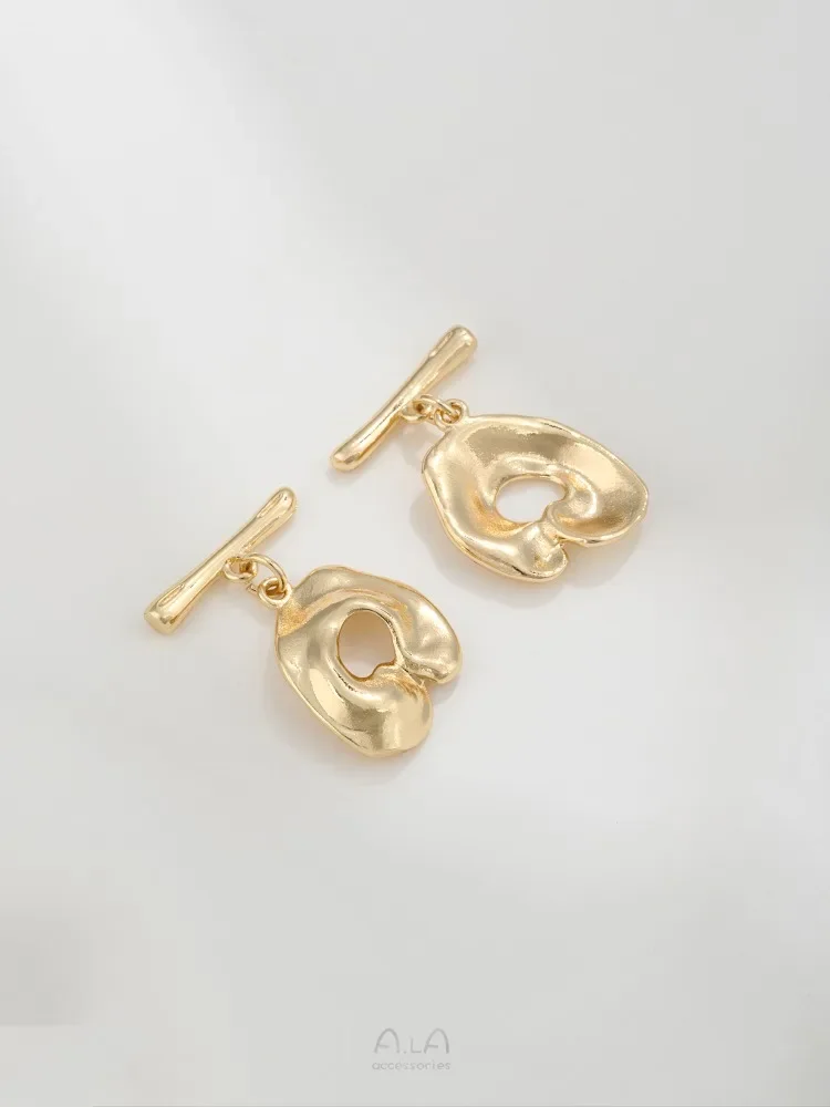 14K oro avvolto ellittico a forma di margherita a forma di cuore irregolare fibbia OT braccialetto fai da te collana accessorio fibbia accessori