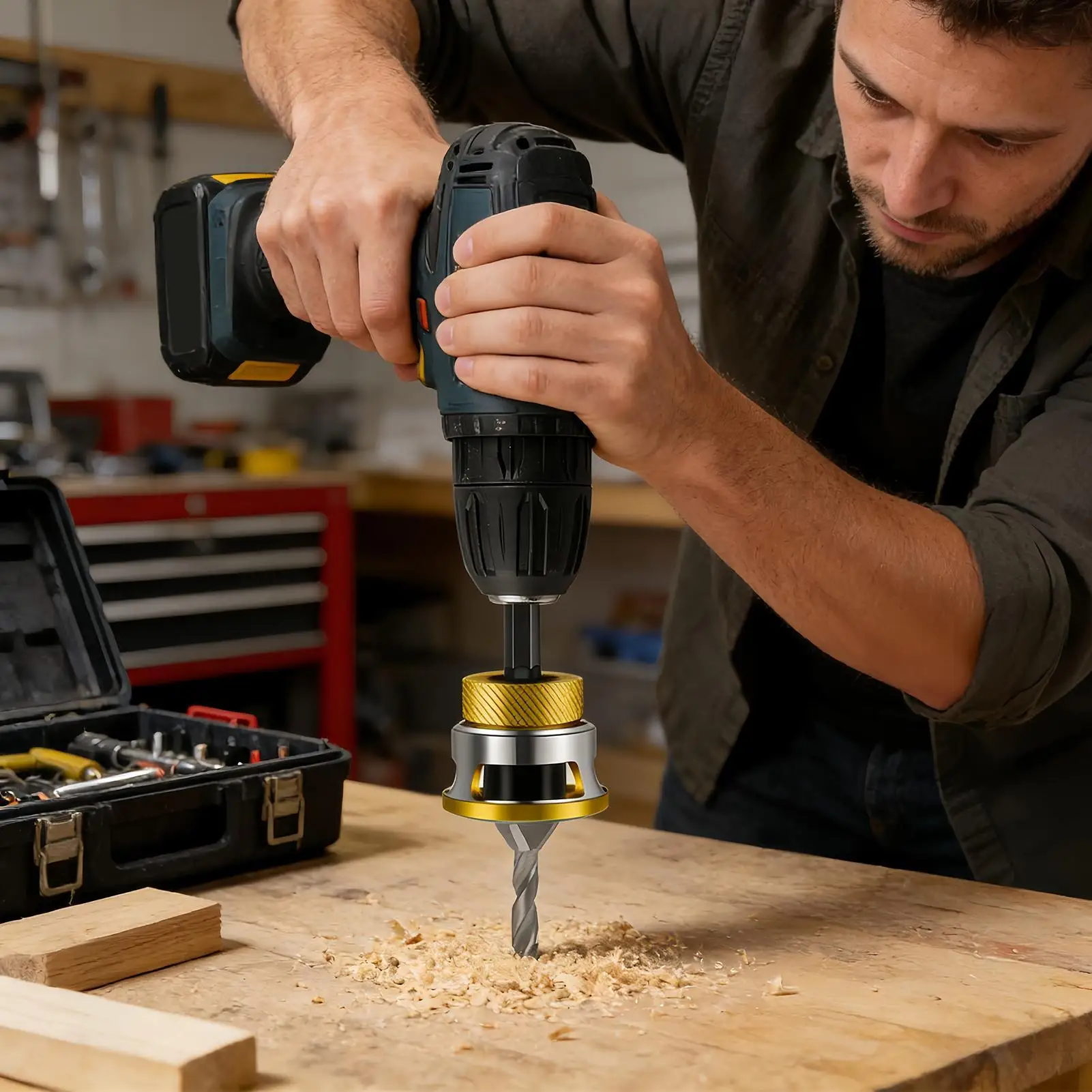 Wood Countersink Bit Adjustable Socket Chuck Attachment Countersink Drill Bits for Cabinet Furniture Construction Home
