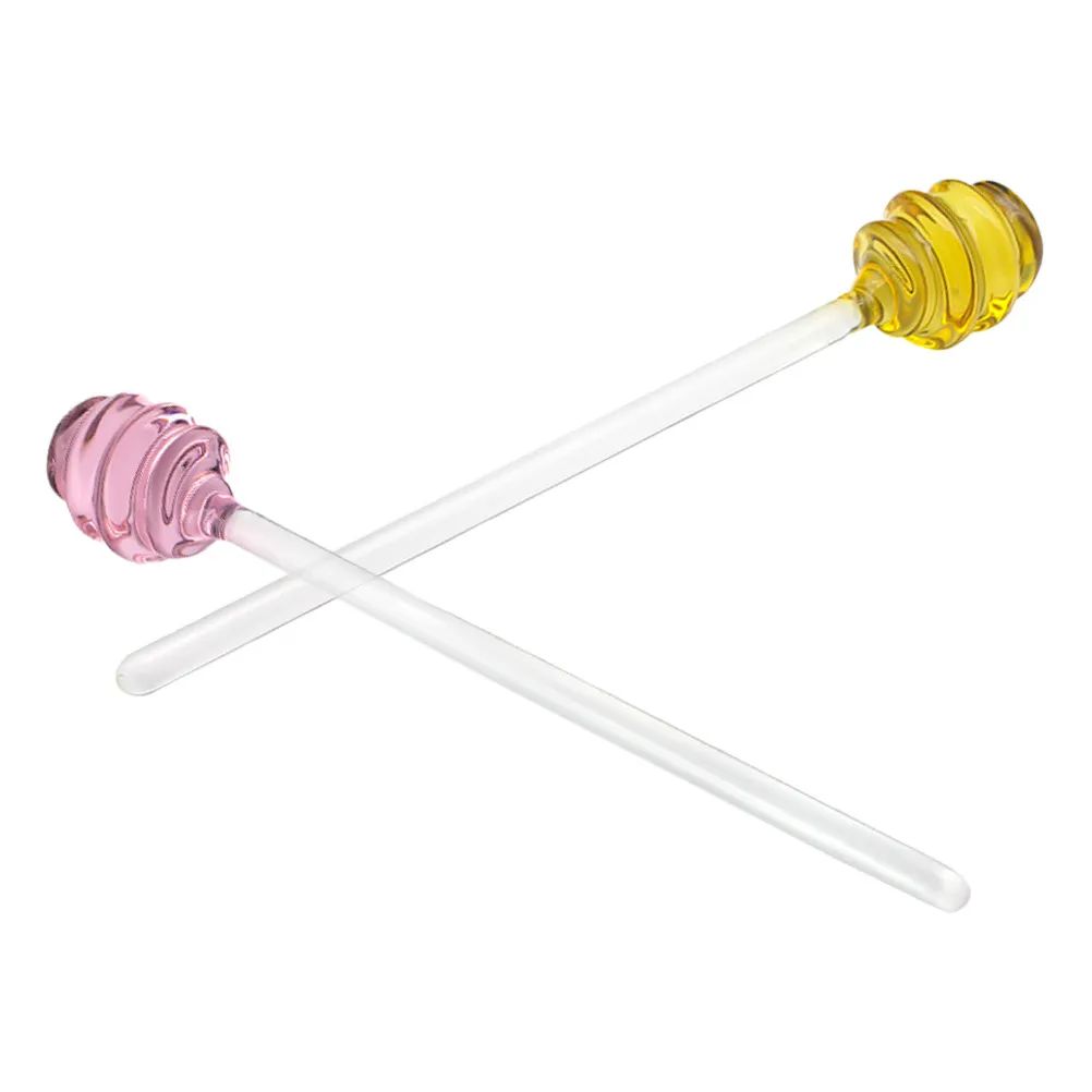 2Pcs Honey Dipper Glass Stirring Rod Long Handle No Mess Honey Stick for Tea Dessert Syrup Jam Mixing Spoon Kitchen Tool