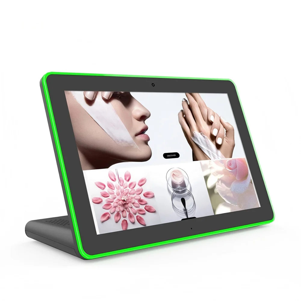 10.1 inch Android 14 Tablet with 4G RAM 64G ROM FHD 1080P Touch Screen Desktop POS System L Shape Digital Menu Custoemr Screen
