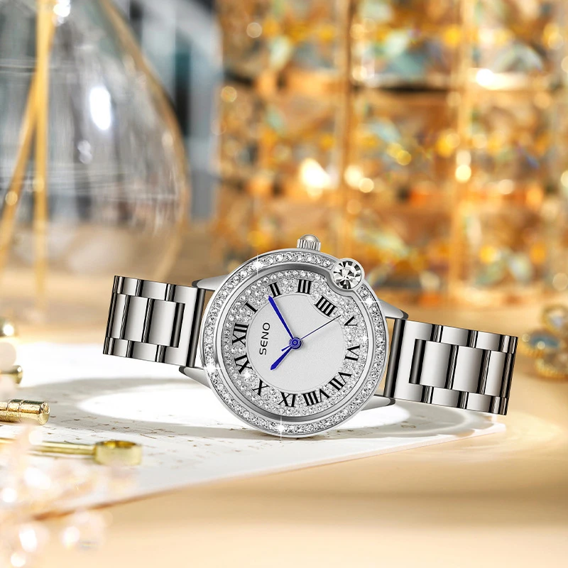 นาฬิกาแฟชั่นสำหรับผู้หญิงหรูหรานาฬิกาควอตซ์เพชรสายรัดเหล็กกันน้ำสุภาพสตรีนาฬิกาสวยงามนาฬิกาข้อมือคุณภาพสูง