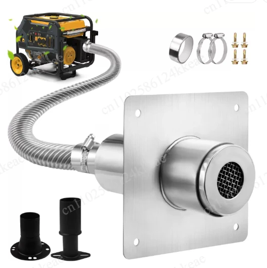 Generator Exhaust ExpansionSilencer Kit with Insulated Through-Wall Mounting Plate for Safe Exhaust Emission