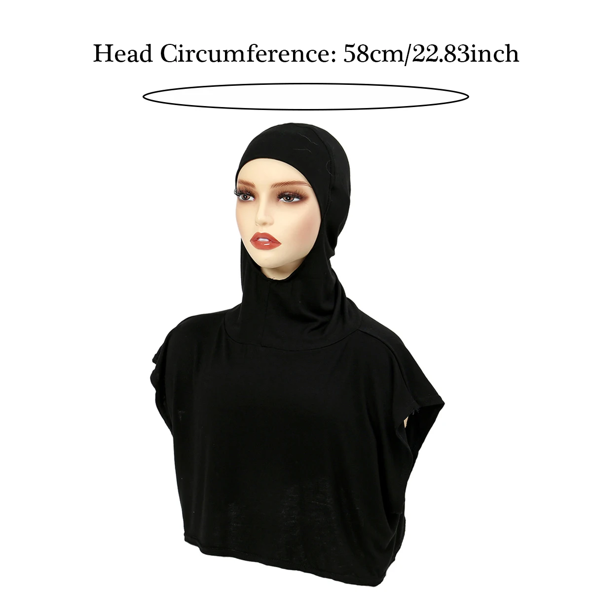 Solid Color Turban Hijab Fake Collar Pullover Hat Head Wraps Elastic Muslim Fashion Headscarf For Women Girls